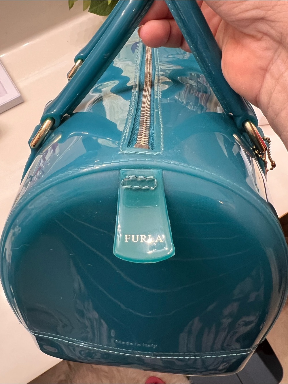 Furla Teal Jelly Bag with Pouch - Picture 9 of 16